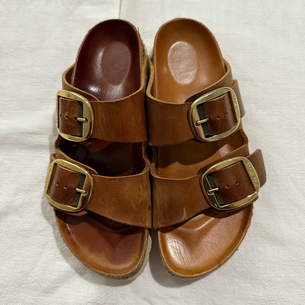 Birkenstock Arizona Big Buckle - Oiled Leather - Cognac Size 6.6, 37 Width B
